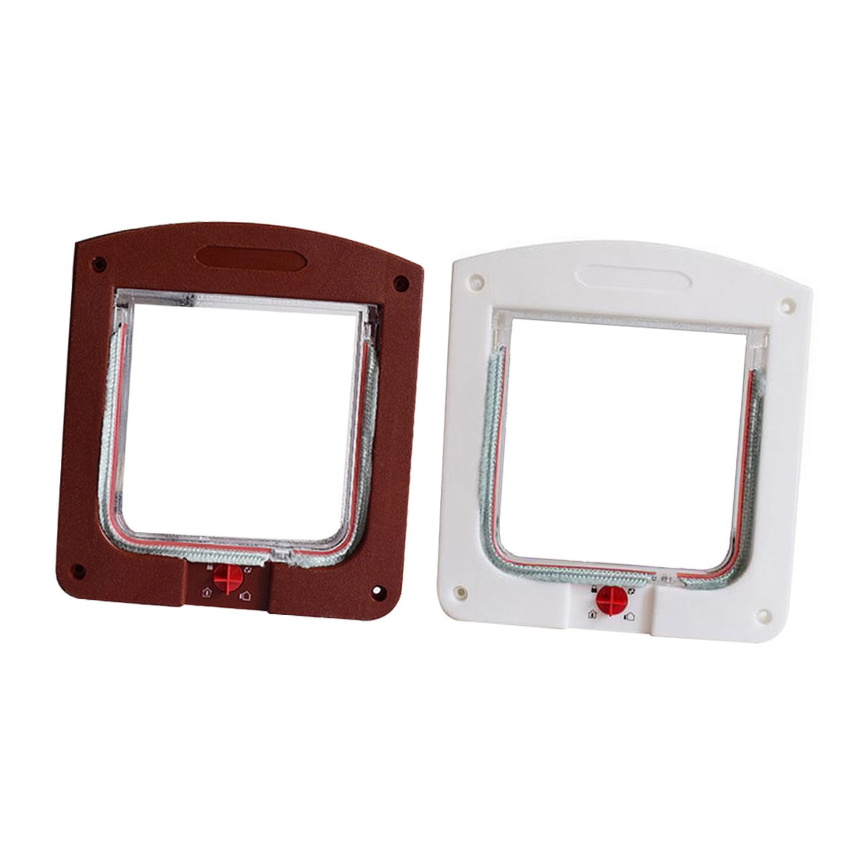 Mobestech 2 pièces Chatières pour Chats et Petits Chiens avec Contrôle Entrée Portes pour Animaux Faciles à Installer Léger et Liberté de Passage pour Intérieur Blanc et Marron