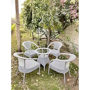 Artic Fashion D-8 Indoor Outdoor Living Room Balcony Garden Chair Table Set 4+1| Furniture Set|Chair Table Set| Powder Coated