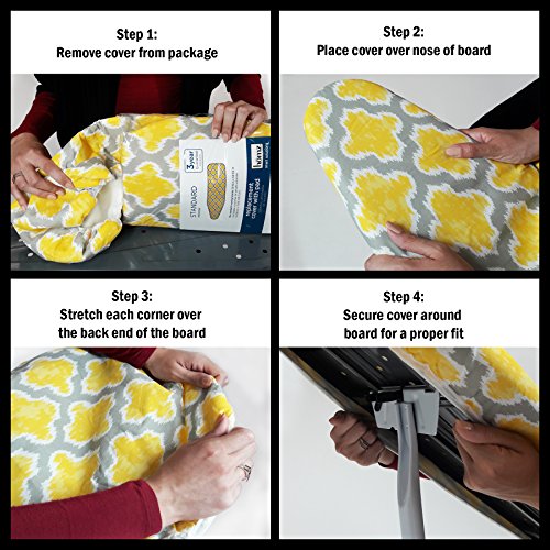 Homz Premium Standard Width Ironing Board Cover And Pad, Grey Solid #TOP3