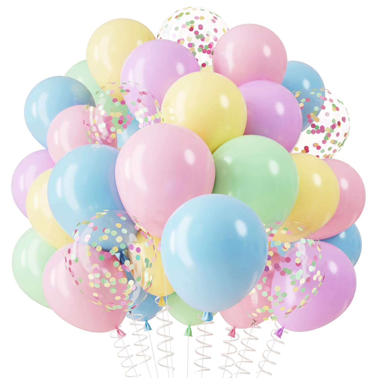 QIFU Pastel Balloons, 12 Inch Easter Balloons Macaron Multicoloured Latex Balloons Assorted Pastel Rainbow Party Balloon for Kids Birthday Easter Decorations Baby Shower Unicorn Theme Birthday