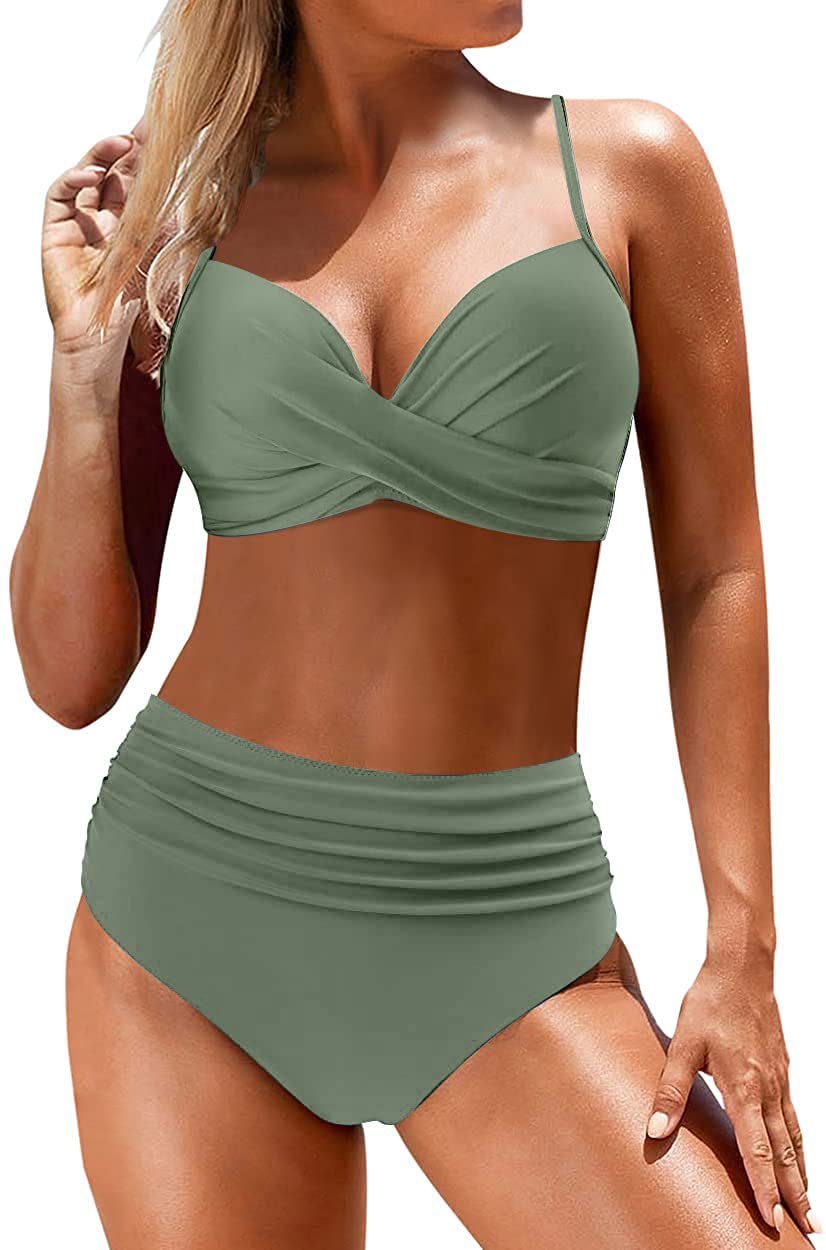 Yutdeng Bikinis Mujer Braga Alta Push Up Bikini Brasileño Traje de Baño Mujer Talla Grande Bañadores Mujer Natacion