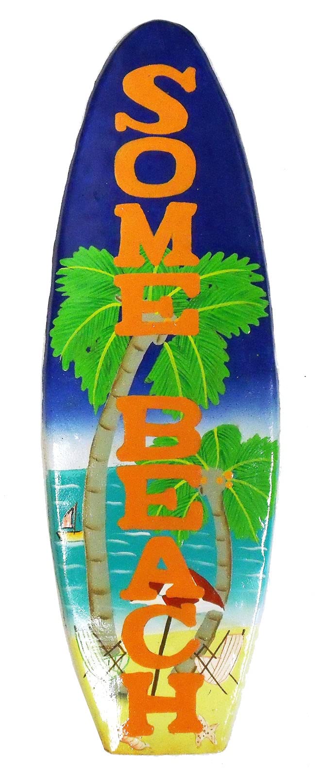 Surfboard Wall Plaque 18 Inch Haitian Metal Art Some Beach