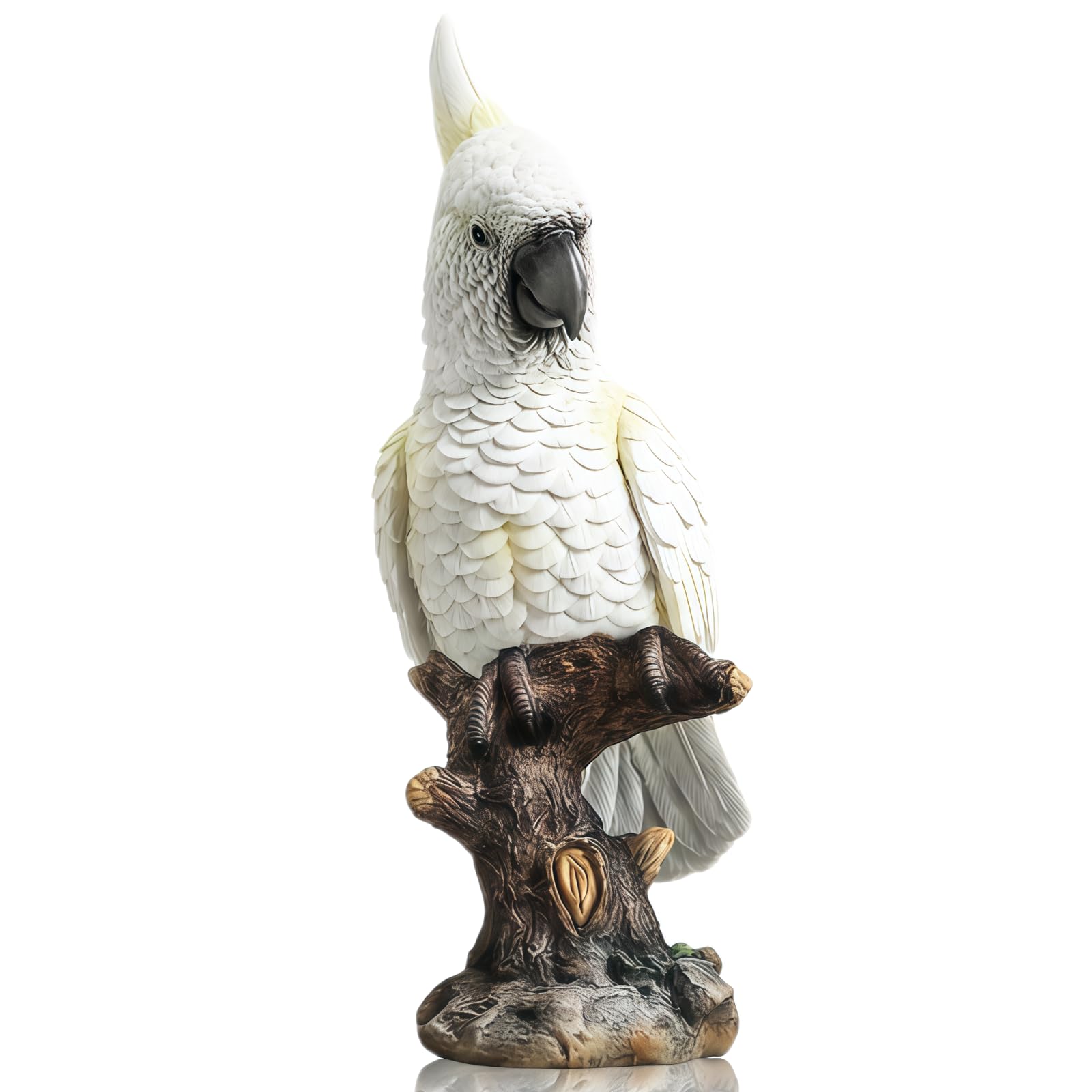 Figura Cacatúa de Resina 34cm Estatua Loro Blanco Decoración Jardín