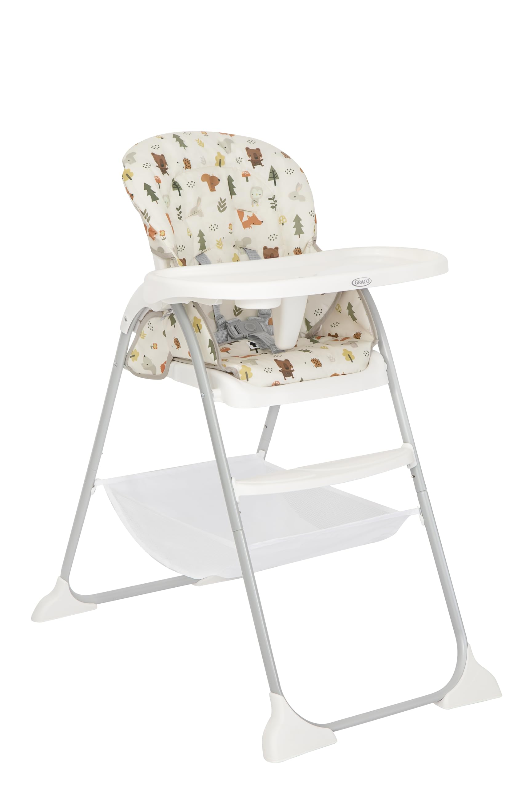 Graco - SnackEase Seggiolone con chiusura rapida, reclinabile, da 6 mesi fino a circa 3 anni (max 15 kg), fantasia Nature Trail