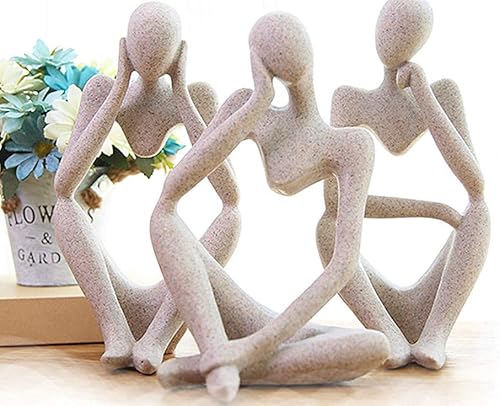 Miniatura 8 de NEWQZ Thinker Estatuilla de resina escultura estatua coleccionable artesanal hecha a mano para decoración de escritorio (suave)