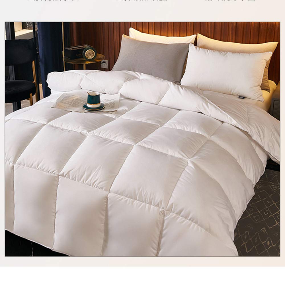 Winterbettdecke King Size Weiße Gänsedaunenbettdecke, Sommer Extra Leichte Dünne Gänsedaunenfeder Steppdecke mit Bezug aus 100% Baumwolle, 6 Schmusedecken (Weiß 200 * 230cm 4kg)