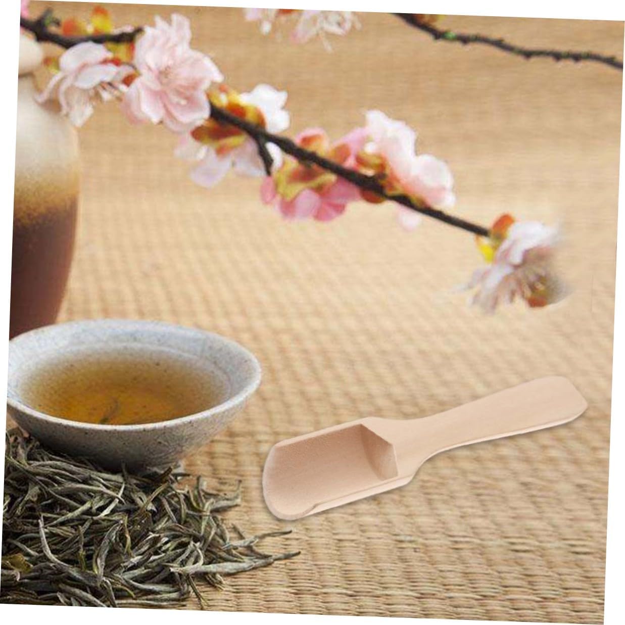Uonlytech 15pcs Small Wooden Tea Scoops Flat Handle Scoop 2.8x11cm Food-grade Wooden Spoon Set for Tea Leaves Powdered Milk Salt Kitchen Accessories