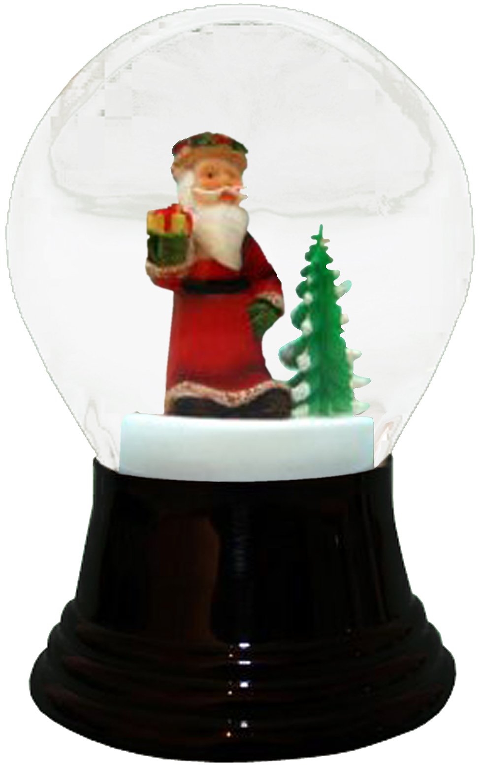 Alexander Taron Importer Perzy Snowglobe, Medium Santa with Tree-5" H W x 3" D, White