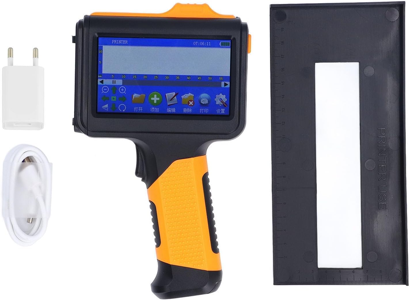 Handheld Inkjet Printer Gun, 600dpi, Bluetooth, 4.3in LED Touchscreen, 12.7mm, Prints Text, Numbers, Symbols, QR Codes