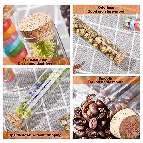 Image of BENECREAT 10 Pack 80ml Glass Test Tube with Cork Stopper Clear Flat Mini Glass Bottles Jars for Lab, Party Favors, Candy, Spices, Beads