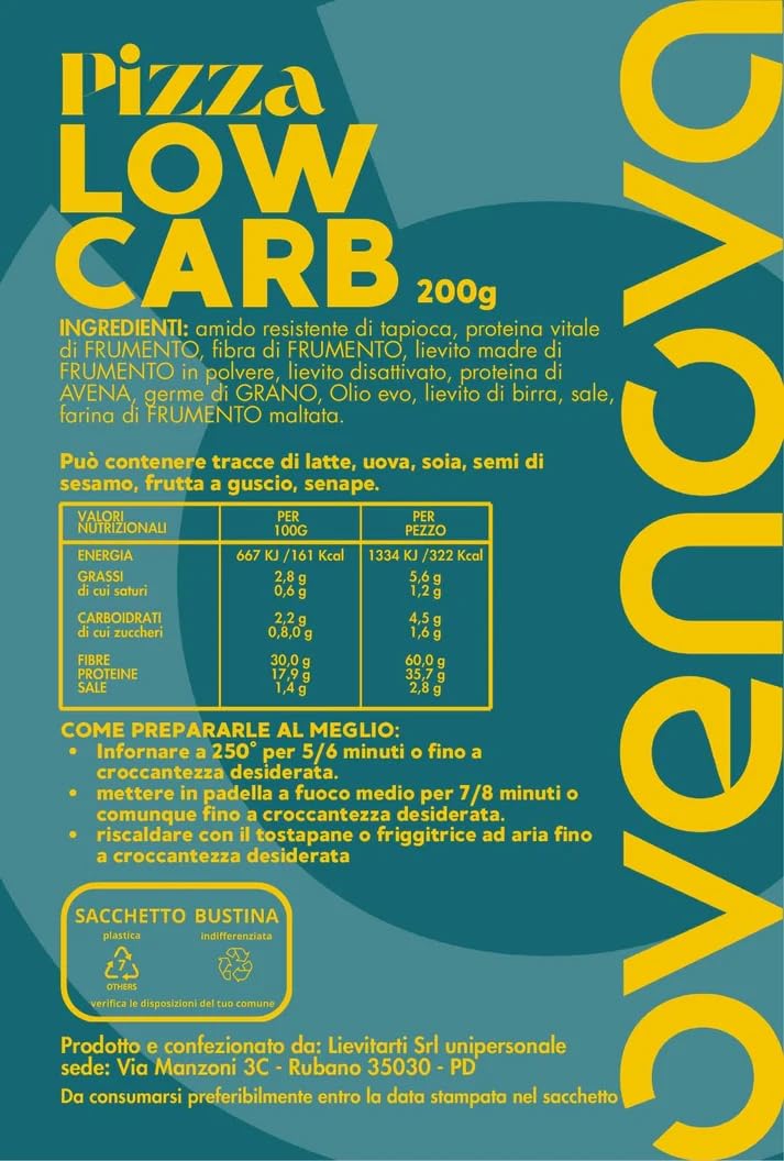 Set 4 Basi Pizza Low Carb 800 g, 2 Tradizionali e 2 al Carbone Vegetale, High Protein e Ricche di Fibre