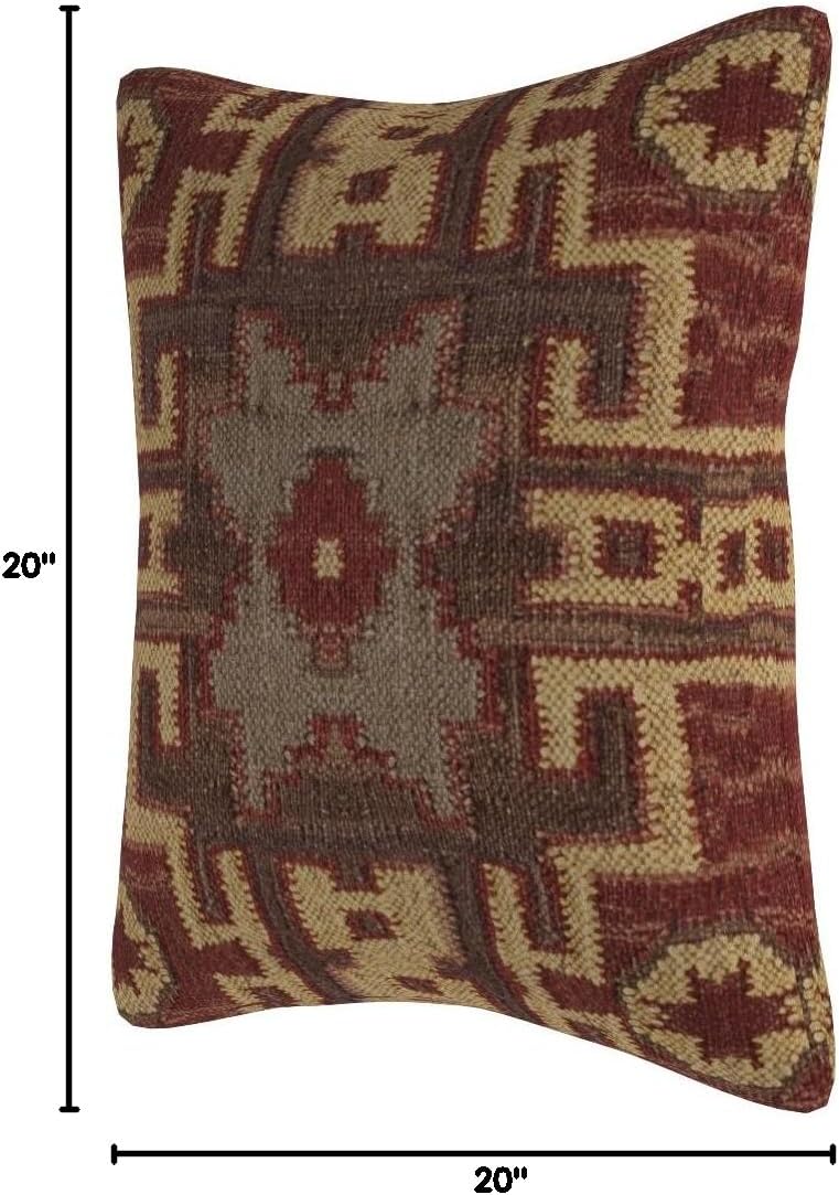 SARO LIFESTYLE 571.M20S 1-Piece Kilim Design Pillow Set, 20-Inch, Multicolor, Square