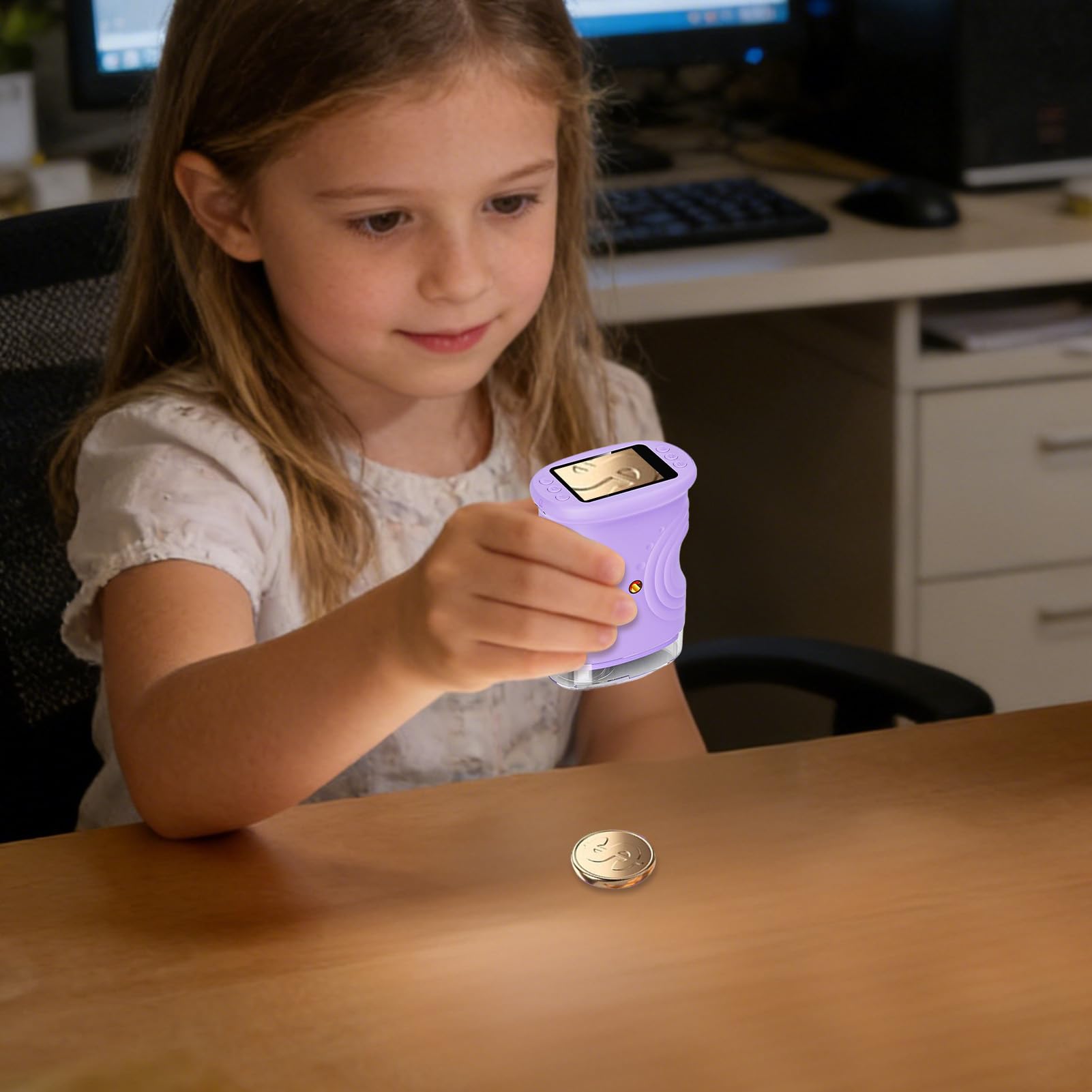 Microscopio Digital para Niños Juguetes Experimentales Recargables 1000X | Microscopio Digital De Bolsillo Con Pantalla De Centímetros para Niños y Niñas, Hogar, Escuela, Laboratorio y Exteriores