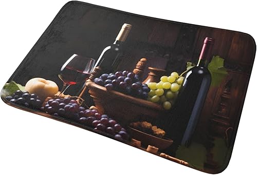 Miniatura 7 de Tapete de bienvenida para puerta de entrada de vino, uvas de vino, alfombras de cocina suaves para exteriores, tapete de piso de fruta fresca, hoja