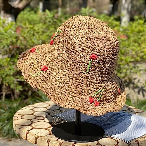 TLMDXTEU Pamelas Playa Playa Sun Hat Día Festivo Straw Hat Verano Female(marrón)