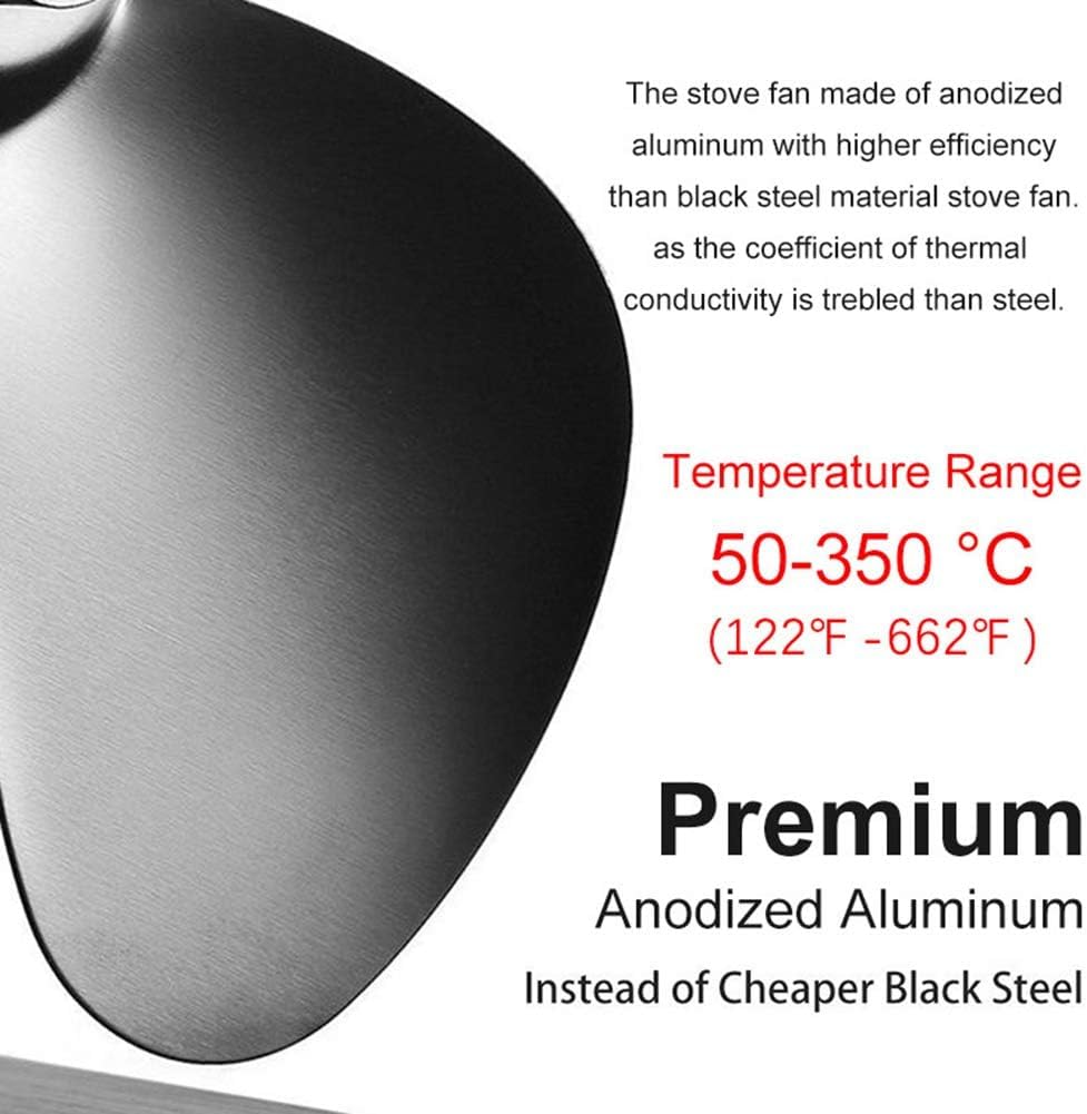 Ventilador de estufa autoalimentado, ventilador de estufa de 4 aspas, ventilador de estufa de leña, distribución eficiente del calor, funcionamiento silencioso, respetuoso con el medio ambiente, para