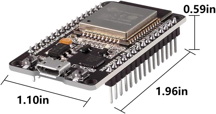 Dimensions of the ESP32 ESP-32S development board