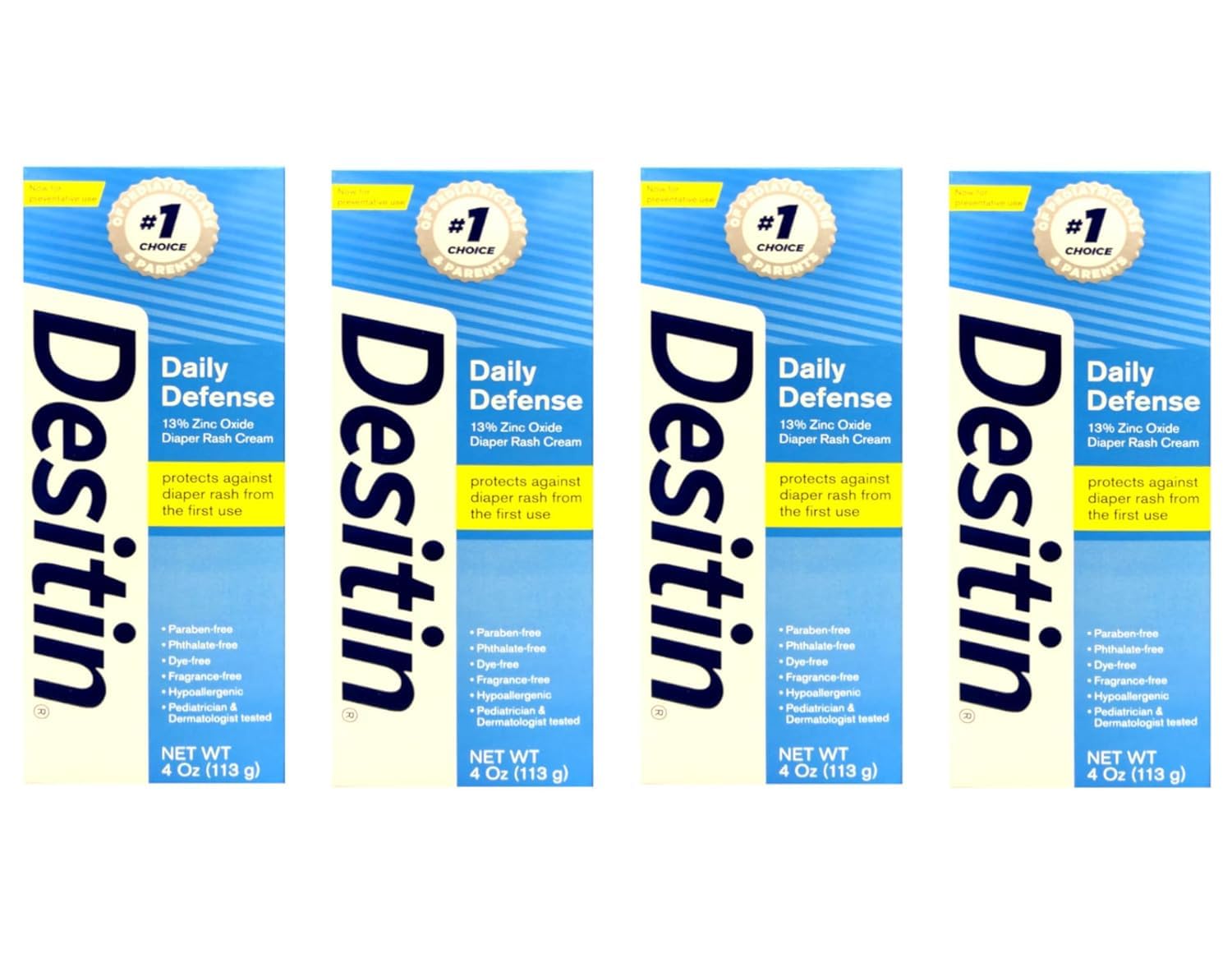 DESITIN Rapid Relief Zinc Oxide Diaper Rash Cream 4 oz ( Pack of 4)
