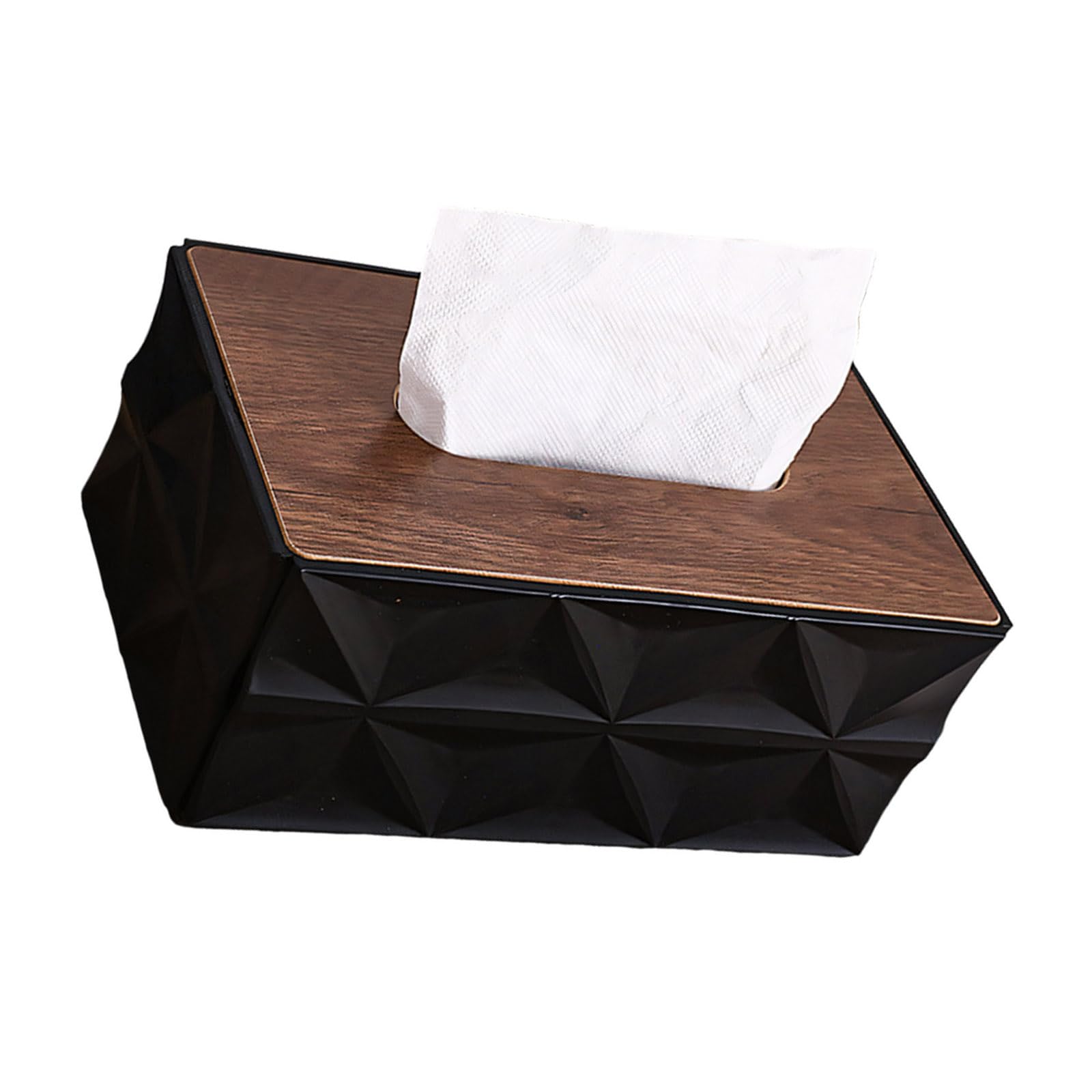 Tissue Dispenser with Geometric Pattern and Nonslip Bottom for Decor Tissue Pattern Wooden Home Nonslip Cover Detachable Towel Dispenser Box Holder Geometric Decor Paper Modern Room Use Lid Elegant