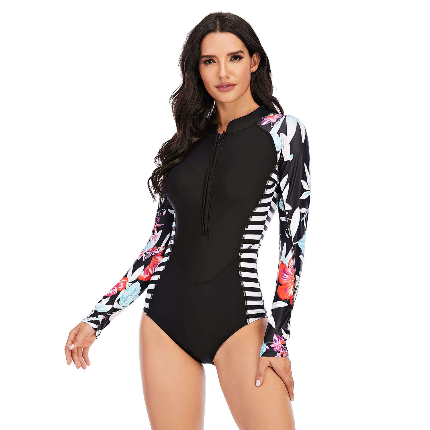 Camiseta de protección de erupción de una pieza para mujer, trajes de baño para surf y buceo, trajes de baño para mujer (multicolor, 308)