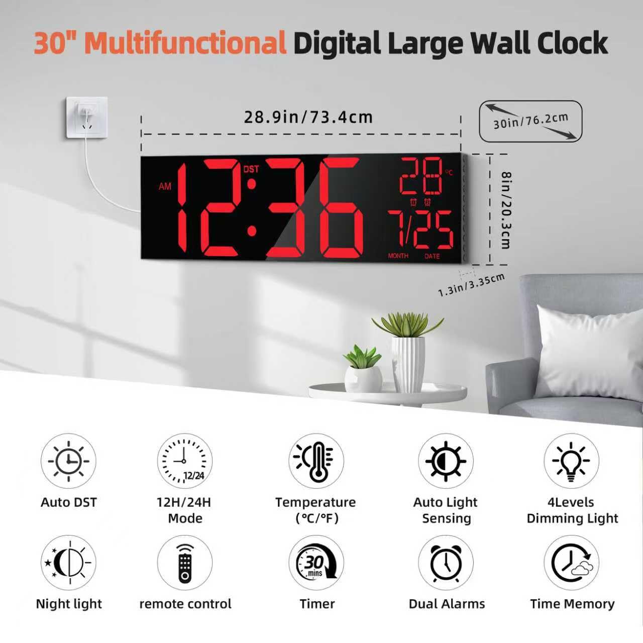 MaxStar 16 Grote Digitale Wandklok Met 8 RGB LED Display En Afstandsbediening Luide Dubbele Alarmen 5 Niveau Dimmer Auto Dst Temperatuur Datum Nachtlamp 2106365368 MaxStar 16 Grote Digitale Wandklok Met 8 RGB LED Display En Afstandsbediening Luide Dubbele Alarmen 5 Niveau Dimmer Auto Dst Temperatuur Datum Nachtlamp 2106365368