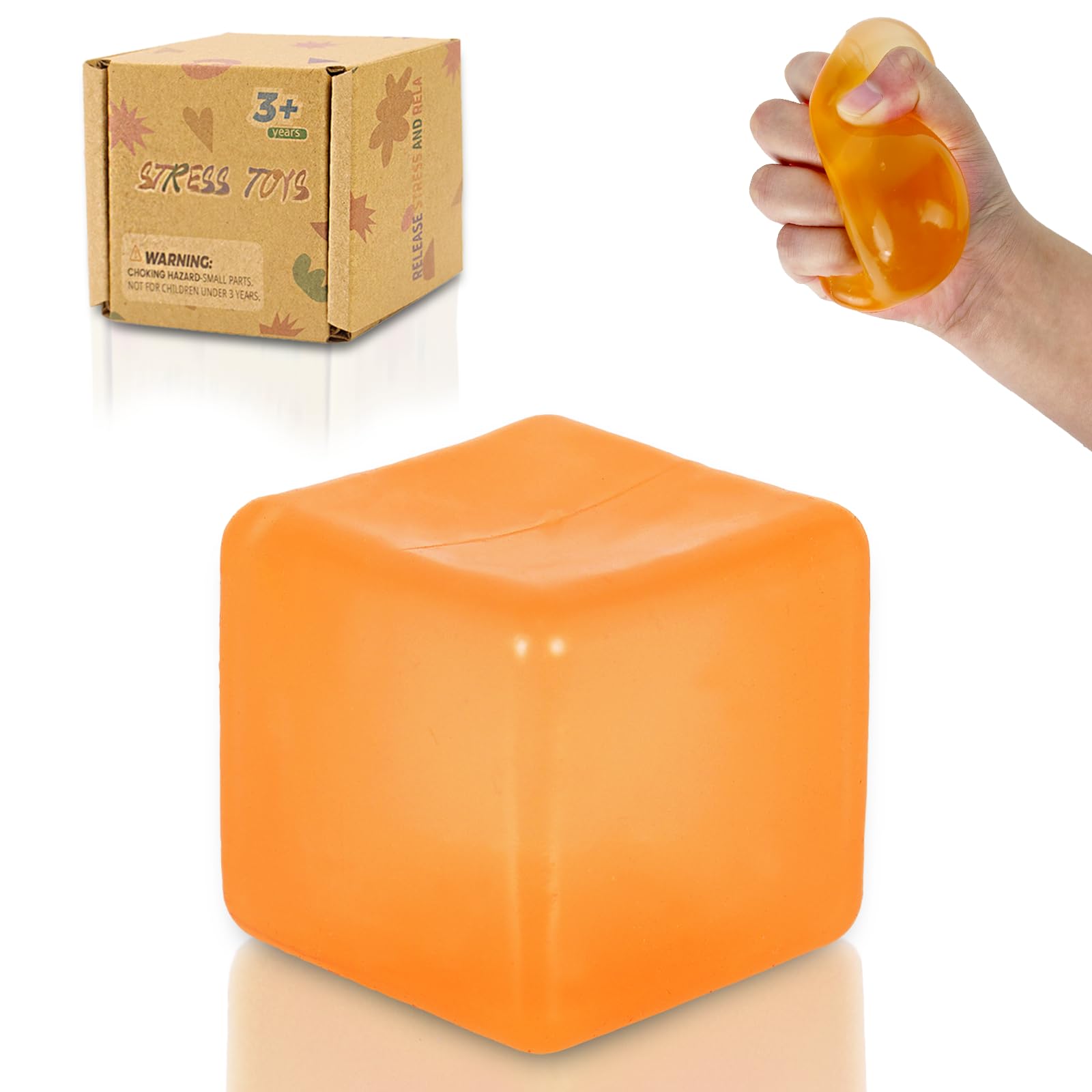 Graphinza Squishy Cubes Squeeze Toys, 1.96" Squishy Cubes Squeeze Toys, Ice Cube Fidget Toy, Sensory Fidget Toys