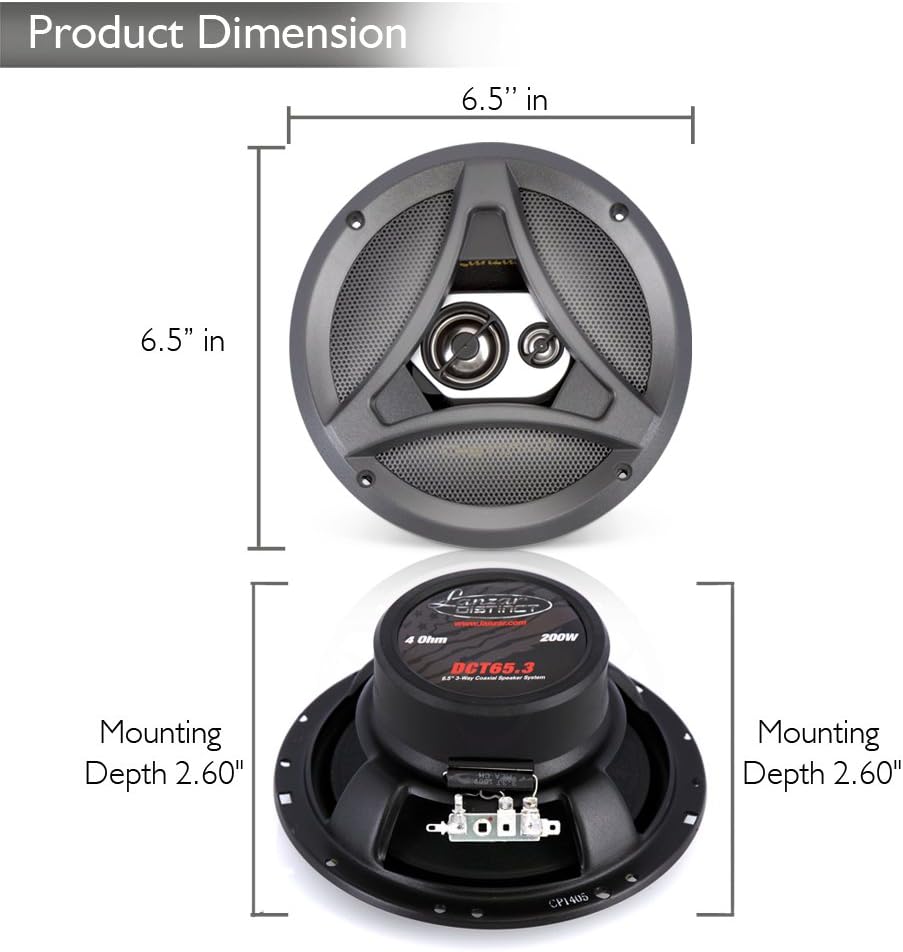 70% оƒƒ Dіѕсоunt Standard 6.5'' -In. Car Speaker Size, Universal OEM Quick Replacement Component Speakers Vehicle Door & Side Panel Mount Compatible, 3-Way Stereo Pro Audio Car Speakers, (2) 6.5 -Inch Speakers- Lanzar