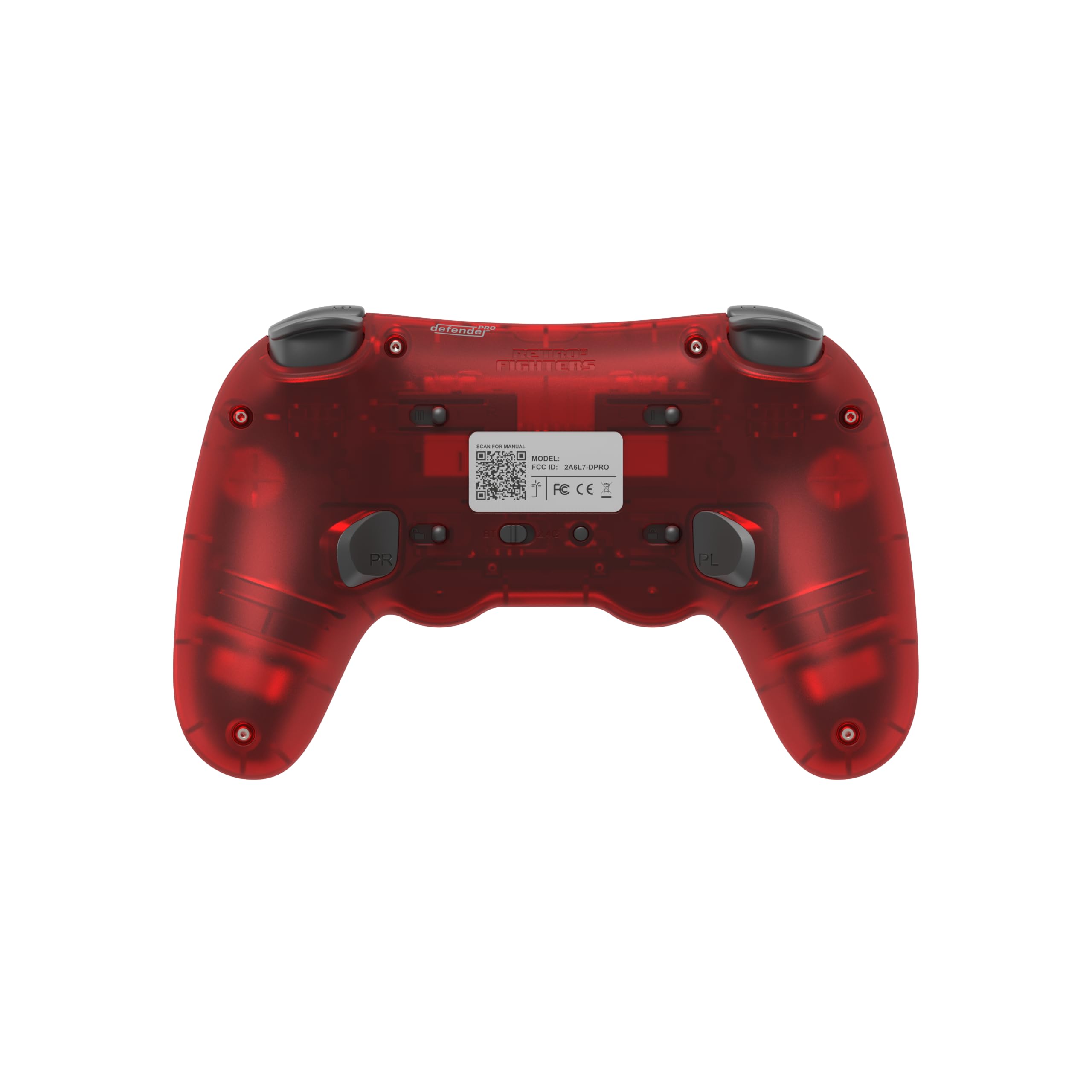 Retro Fighters Defender Pro Wireless Controller for PS1, PS2, PS3, Switch, & PC | 2.4GHz & Bluetooth (Crimson Red)
