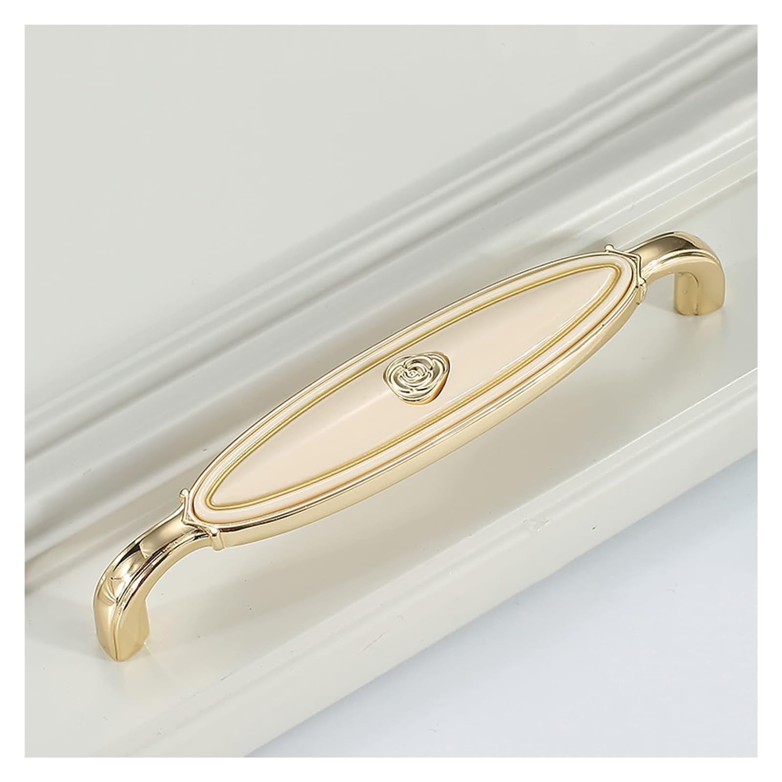 Mbhhu One Color Hidden Drawer Pulls，1 X Ceramic Drawer Pulls Handles,Cupboard Pulls Handles European Style Vintage Ceramic Door Handle Cabinet Pull,With Screws,For Furniture Dresser Cabinet(Hole Distance 128Mm)