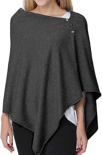Miniatura 9 de stylesilove Poncho de punto multiusos para enfermería, botones ajustables para protección de lactancia materna, cubierta de enfermería, bufanda