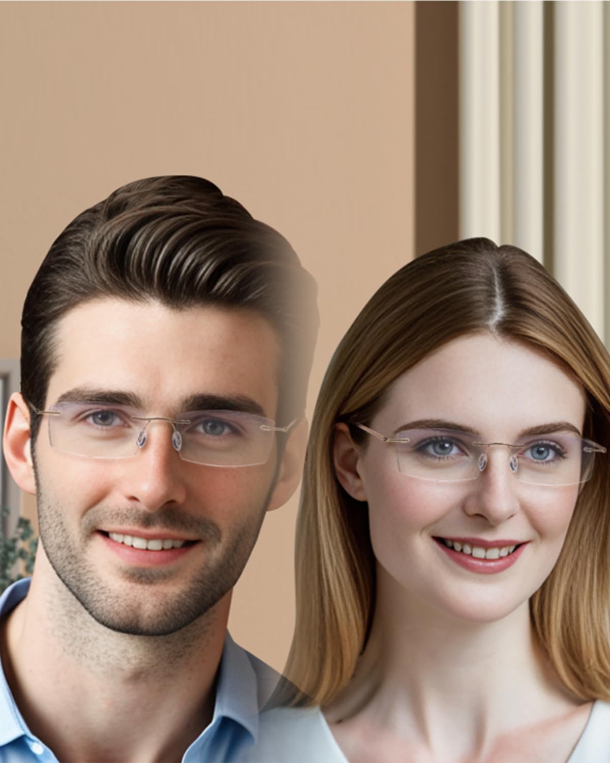 TERAISE Rimless Reading Glasses for Men Women, Lightweight Metal Clear Readers, Fashion Blue Light Blocking Computer Glasses - Image 6