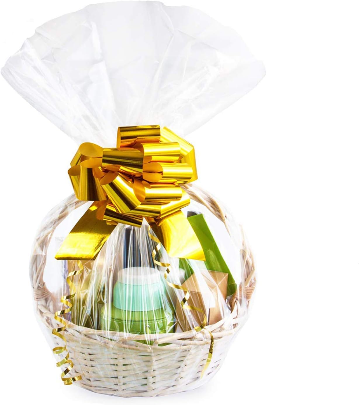 Purple Q Crafts Clear Basket Bags, Large Clear Cellophane Wrap for Baskets & Gifts