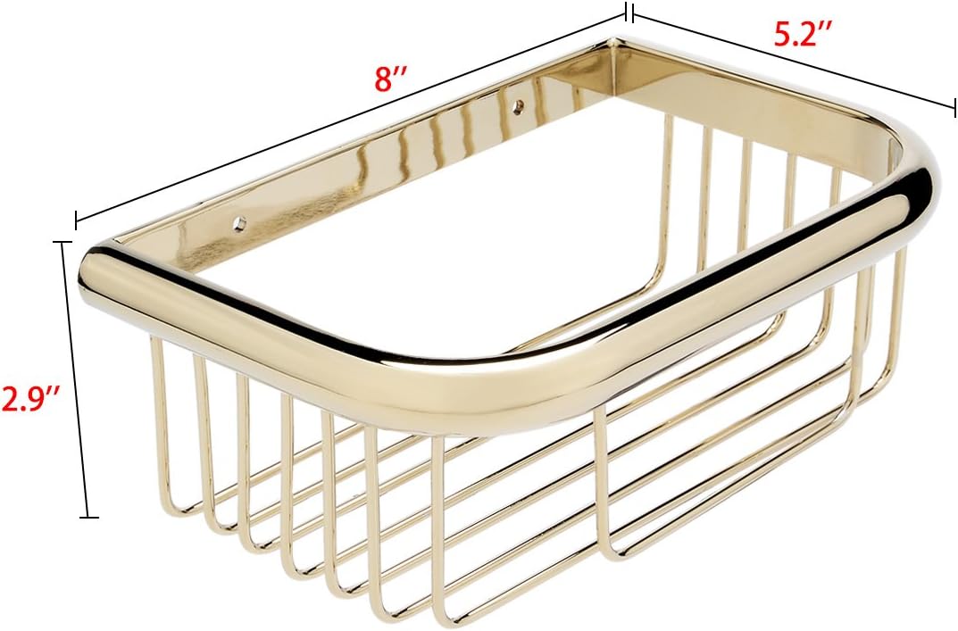 8-inch Length Home hardware Brass Rectangle Shape Bathroom Shower Caddy Basket Gold Tone Model:61as246qo553