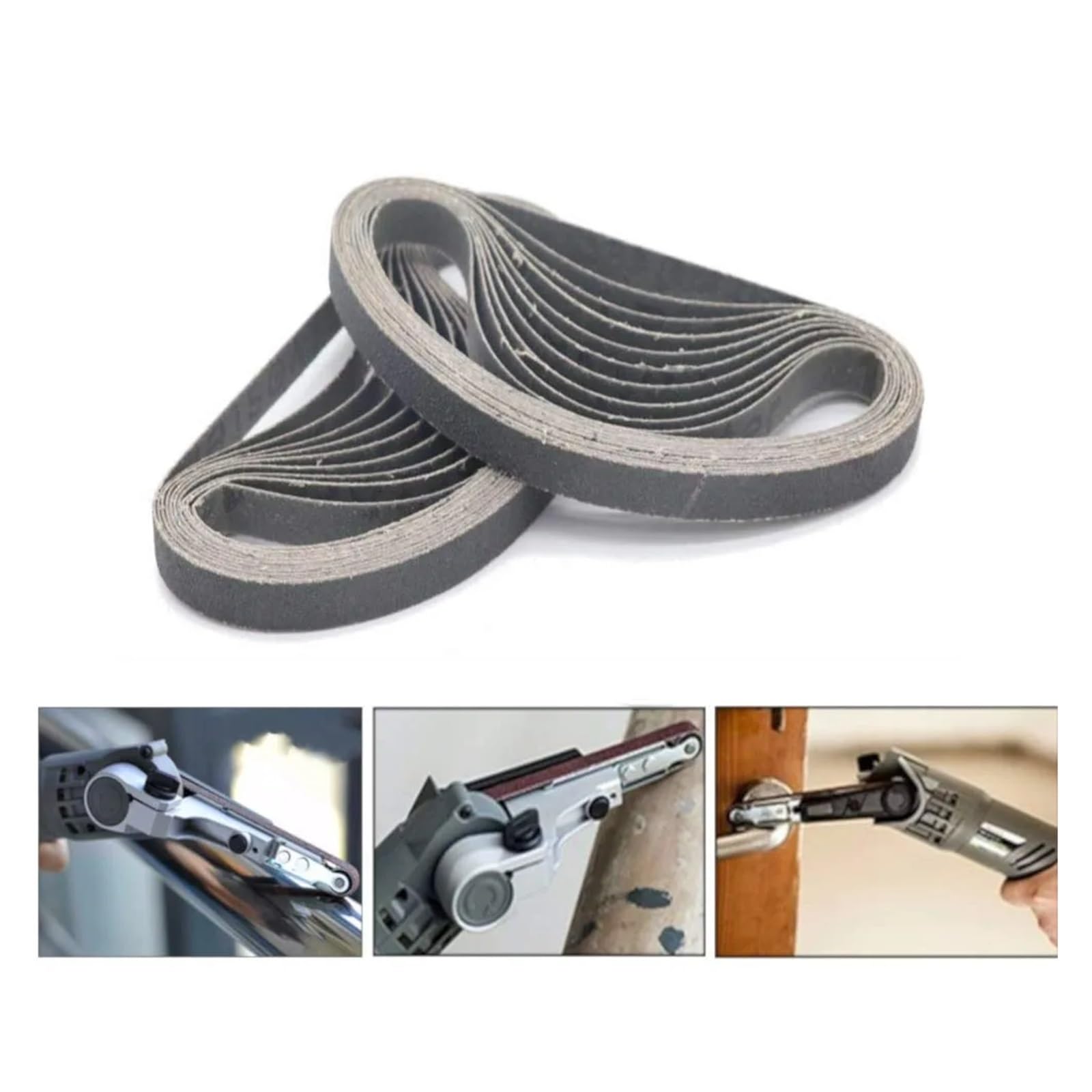 50 Sztuk Okrągły Czarny Piasek 330x10mm/520x20mm Mały Pas Pneumatyczny 40-400Grit Polerowanie(330x10mm 50Pcs,80)