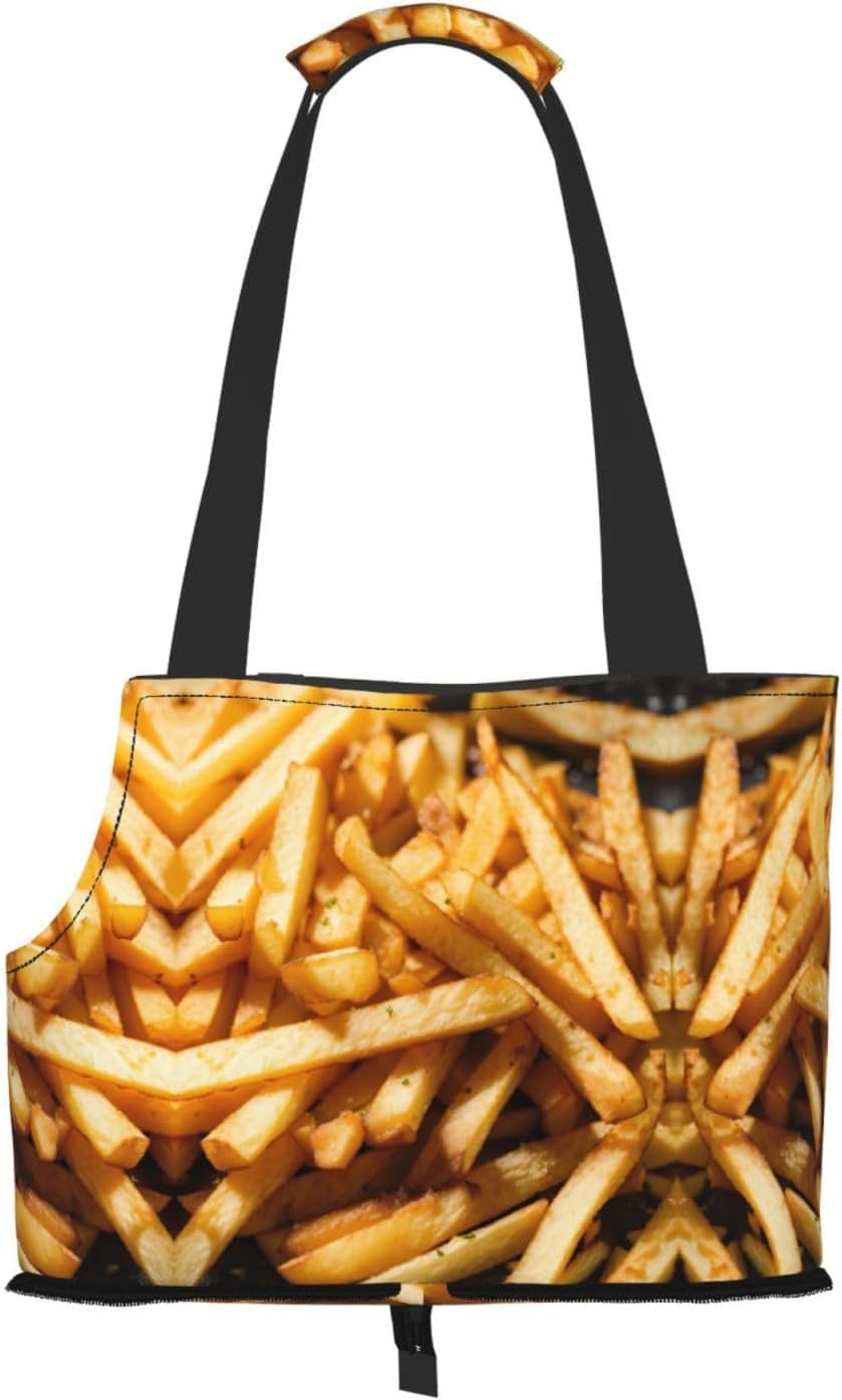 Fast Food Print Portable Foldable Shoulder Bag for Travel,with Collar Hook and Handle Pad,Cute Stylish Design