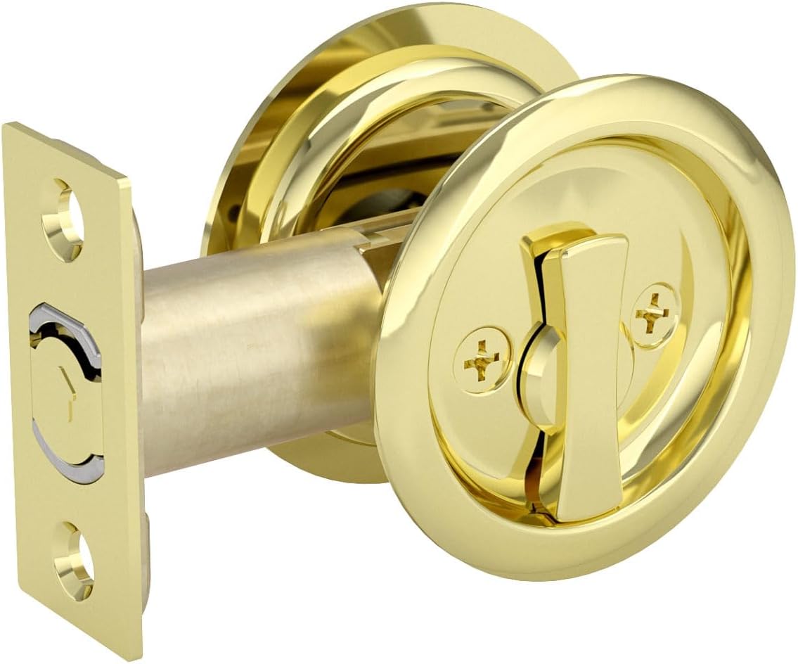 Richelieu Hardware 17RBB42 Onward Round Pocket Door Privacy Pull, Bright Brass