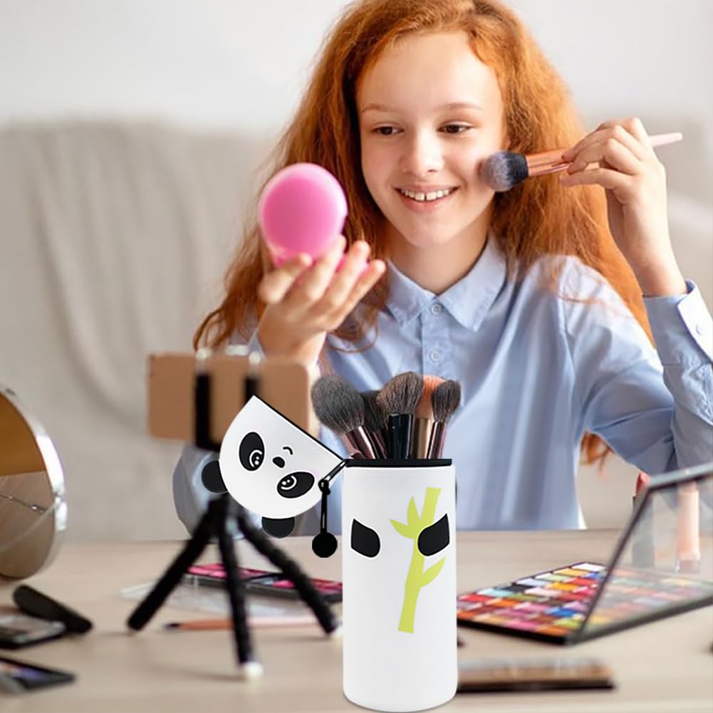 NIEEKRUN 2 in 1 Pencil Case in Soft Silicone Panda PencilCase Kids Pencil-Case Large PencilCase and Desk Pen Holder - Image 4