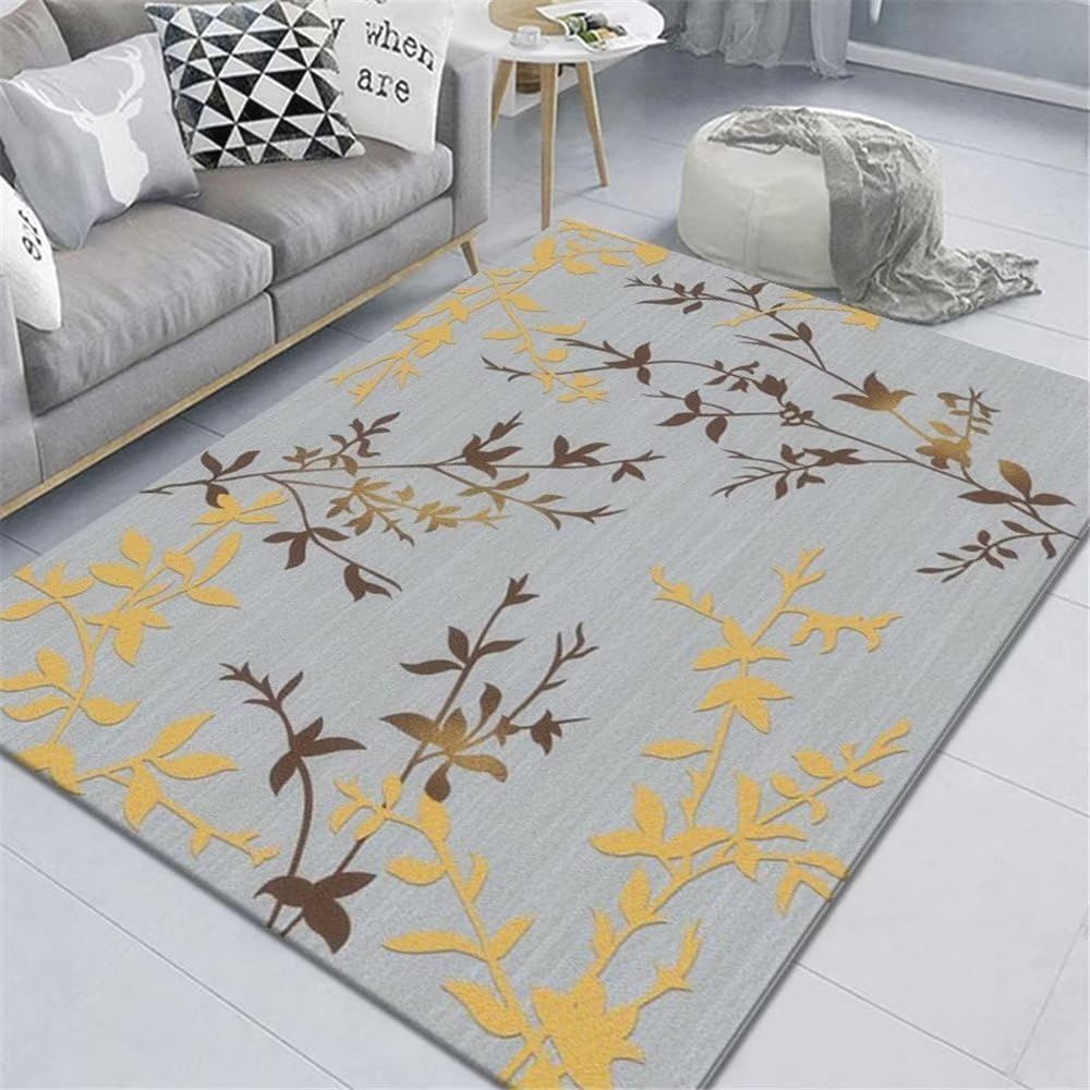 Tapis de chambre anti acarien jaune hypoallergénique pour enfant