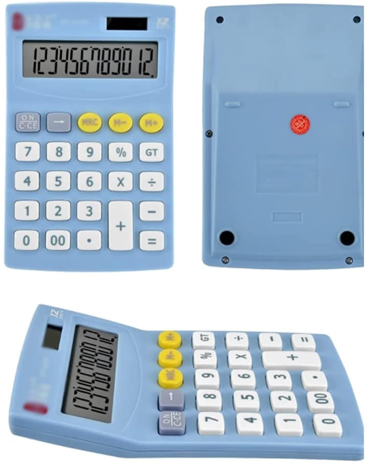 Calcolatrice per Ufficio Calcolatrice da Tavolo A 12 Cifre con Display LCD E Pulsante Sensibile, Doppia Alimentazione Solare E A Batteria Scuola(Pink)