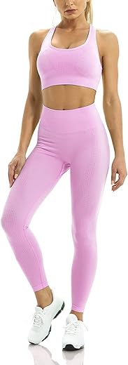 WodoWei Women 2 Piece Workout Outfits Sports Bra Seamless Leggings Yoga Gym Activewear Set