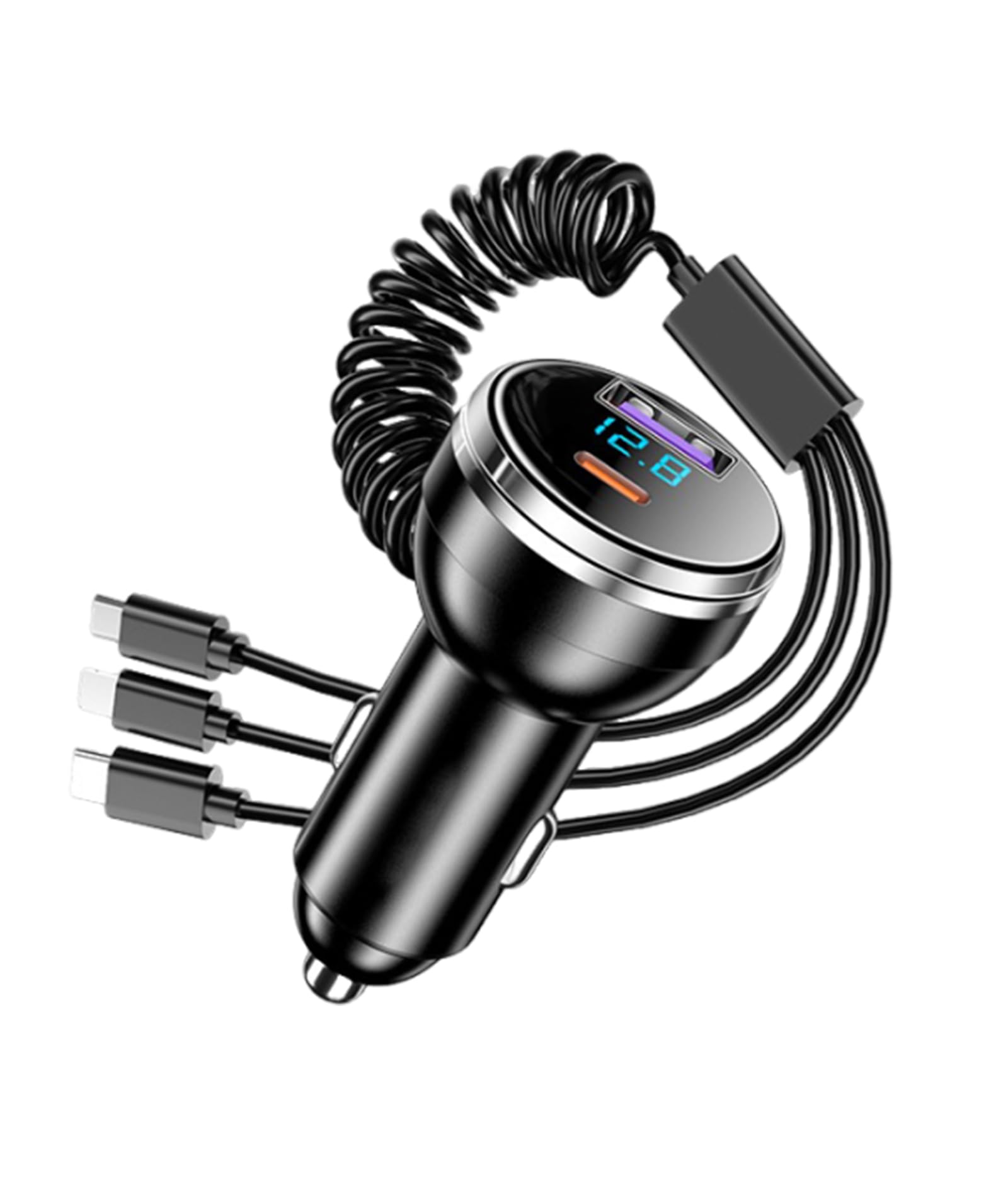 Car Charger, Car Charger Fast Charging, Fast Charging, Car Mobile Charger Compatible with All Smartphones Tablets & Other USB Powered Devices (Black) (3-in-1 Black) (B0DC3YSHP3) Amazon Price History, Amazon Price Tracker