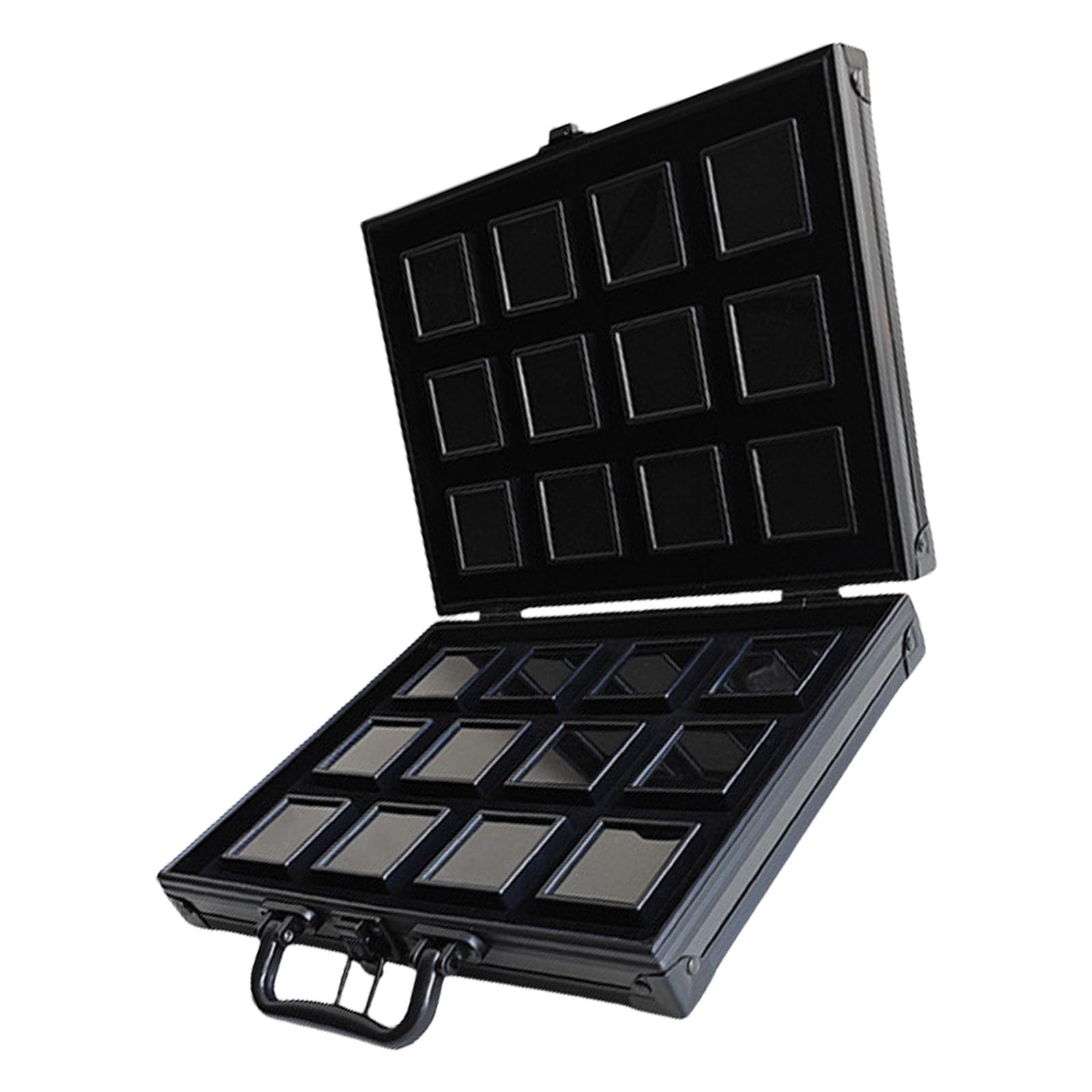 Caja de almacenamiento de joyería de aleación de aluminio resistente con cerradura para almacenamiento seguro y fácil transporte de piedras preciosas Organización Vitrina segura de joyería