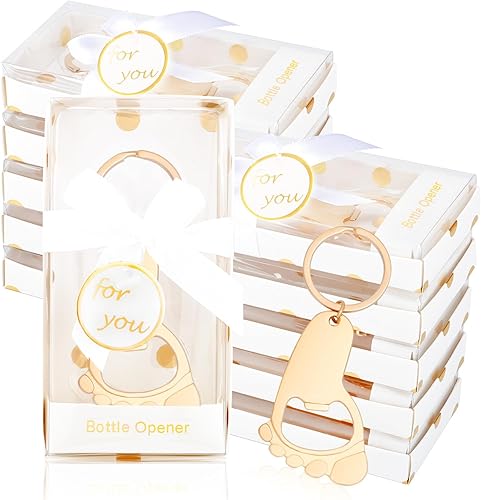 Miniatura 8 de Paquete de 24 abrebotellas de huellas de bebé con cajas de regalo de devolución de baby shower, regalos o decoraciones, recuerdos de bebé para