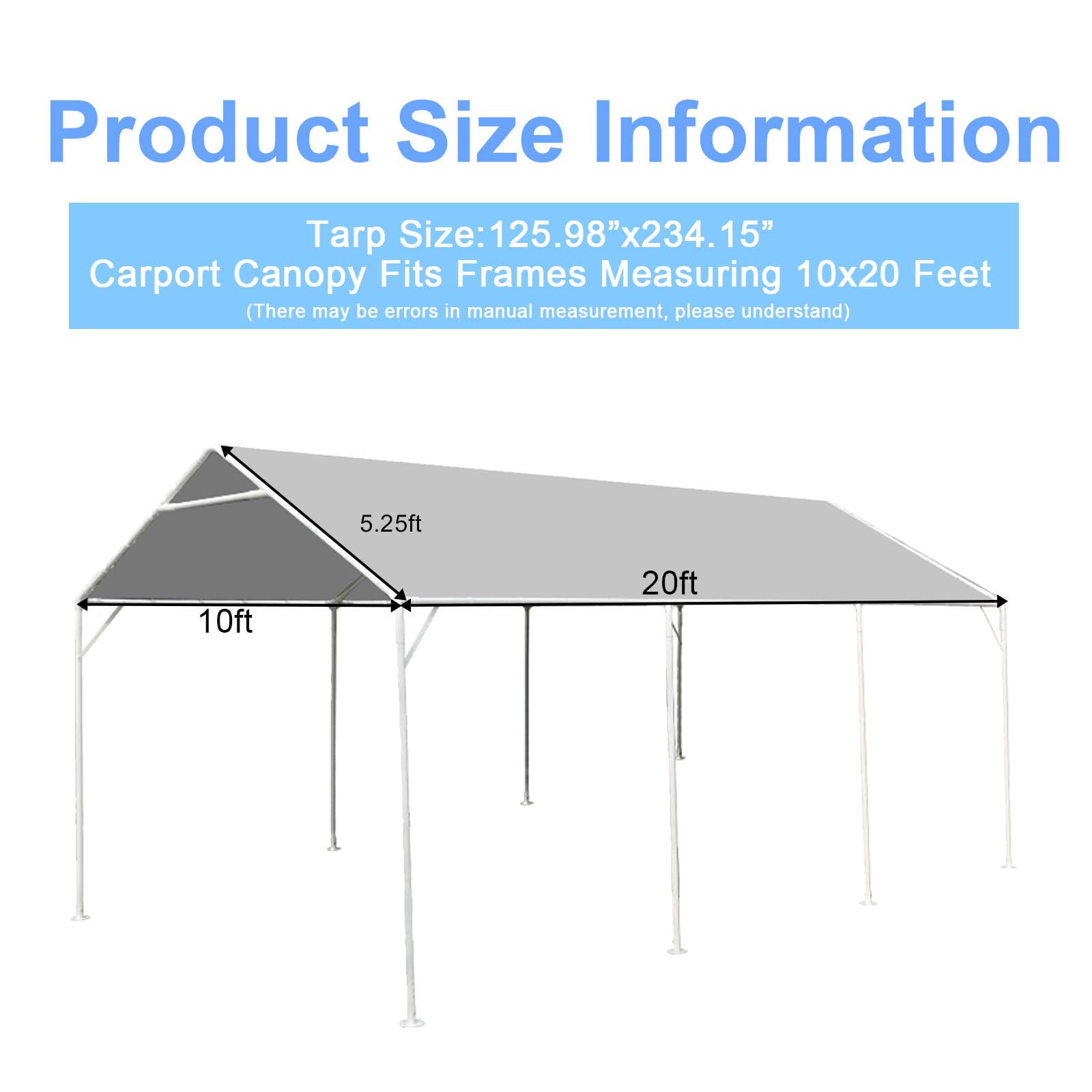 Carport Canopy Cover - 10x20 Ft Waterproof -2