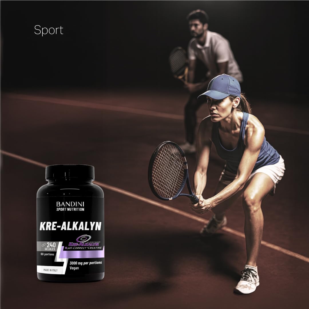 Bandini® Kre-Alkalyn® 240 capsules - Créatine alcaline tamponnée - Booster | Spécial Exercices intenses, Entraînement, Muslces, Sport et Gym - Gélules Végétalien - Monohydrate de creatine tamponnée