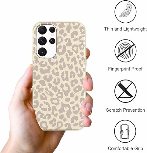 Miniatura 5 de Paquete de 2 fundas de teléfono para Samsung Galaxy S22 Ultra 5G de 6.8 pulgadas, diseño de leopardo de lujo, silicona suave, TPU a prueba de