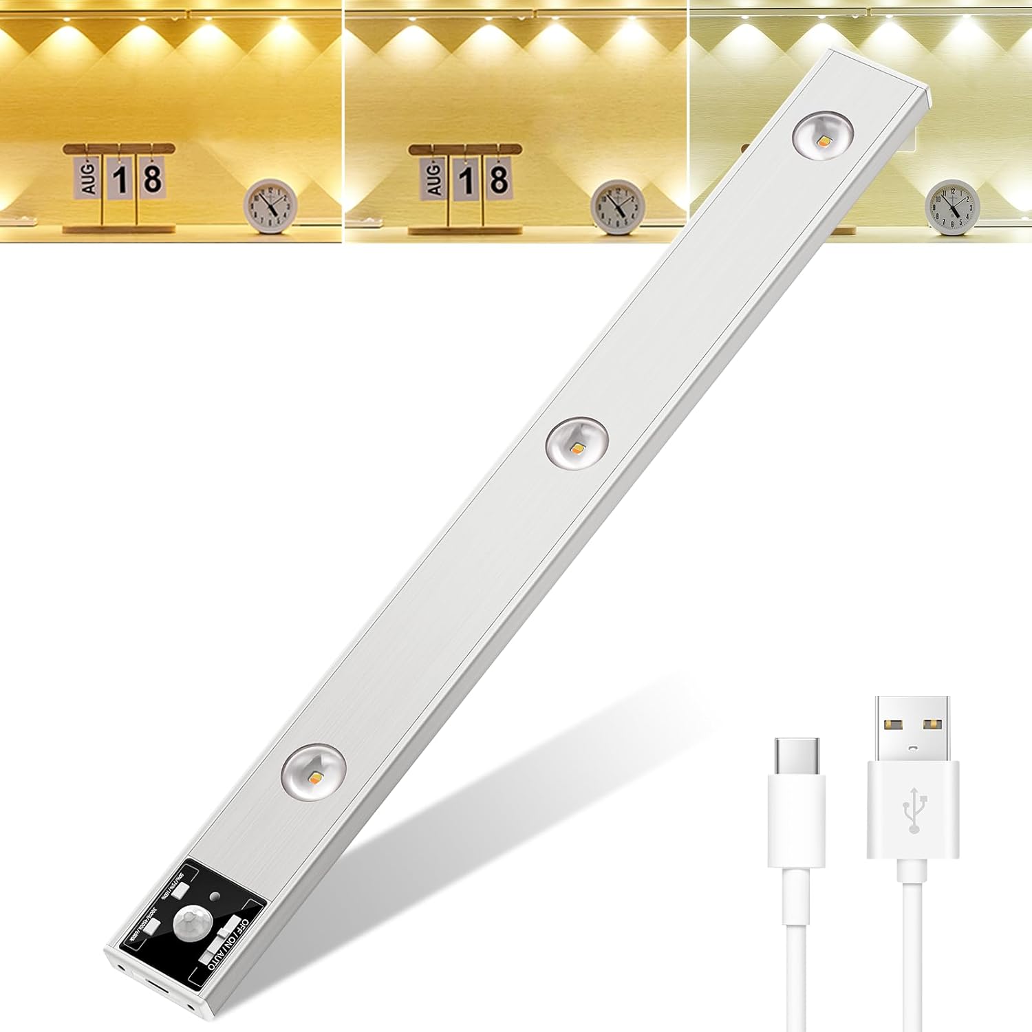 Forepin Under Kitchen Lights 2000mAh USBC Under Cupboard Kitchen Lights 40CM Motion