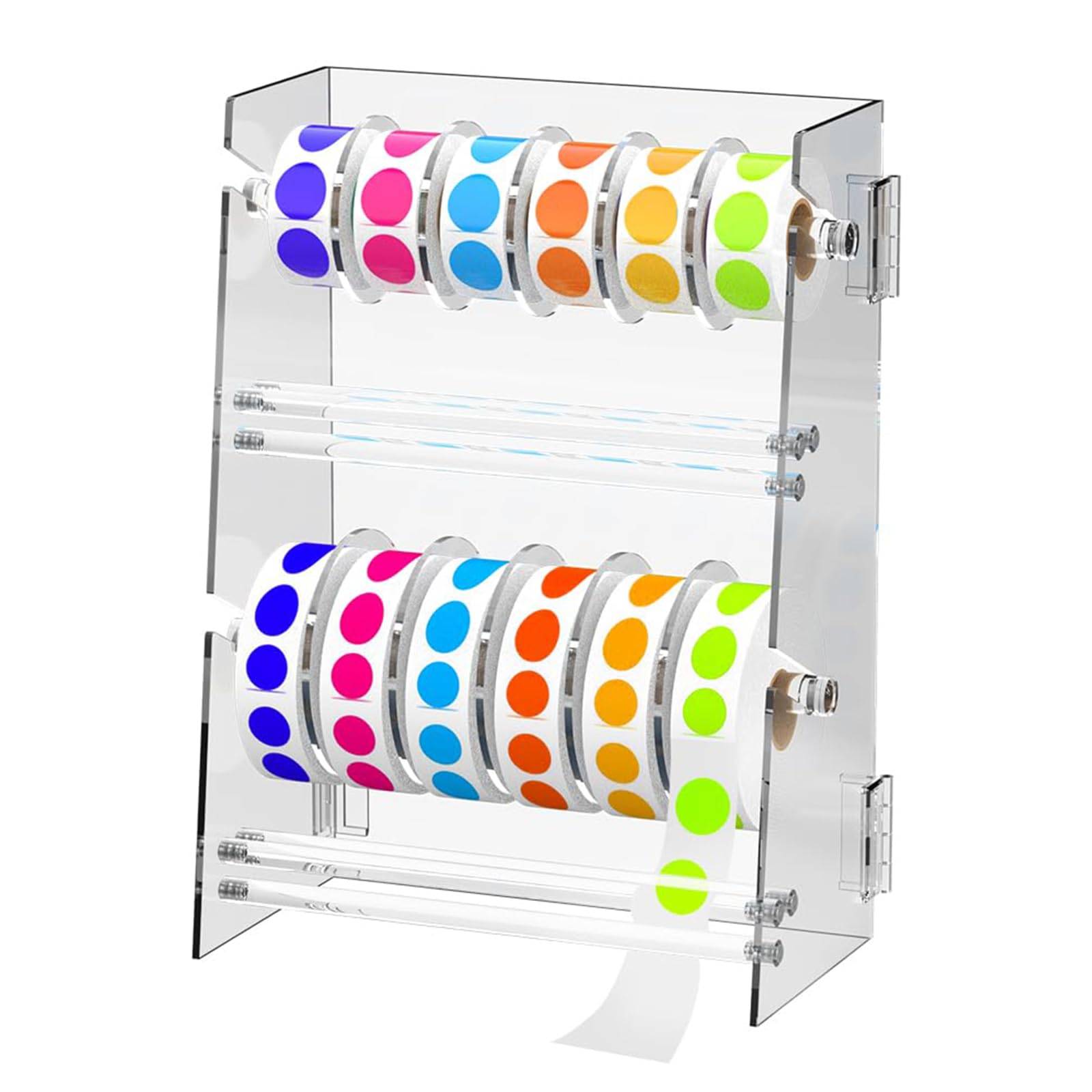 Scaffale per Dispenser Etichette con divisori Scaffale per Adesivi in ​​Acrilico Trasparente per Un ' organizzazione efficiente degli spazi Lavoro Supporto per Dispenser Etichette