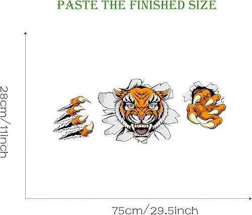 Miniatura 6 de Calcomanías de pared de tigre con diseño de animales salvajes, vinilo extraíble para sala de estar, dormitorio, habitación de los niños, cocina,