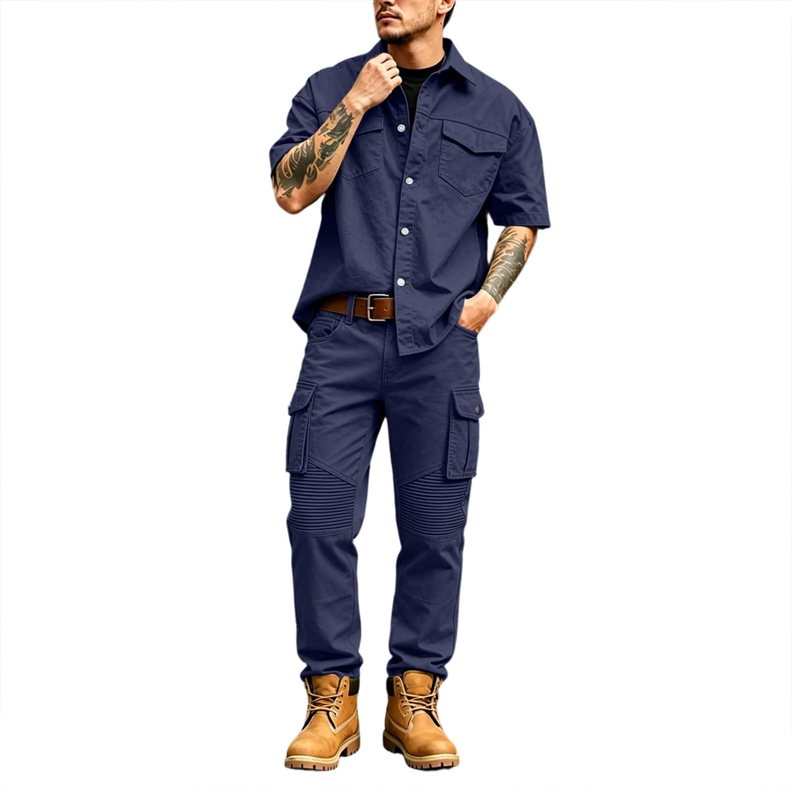 Tuta da jogging da uomo, pantaloni cargo e camicia da lavoro